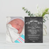 Baby Foto-alkbordzool Sip en See Party Kaart (Staand voorkant)