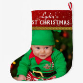 Baby Foto Baby eerste Kerstmis Grote Kerstsok (Achterkant)