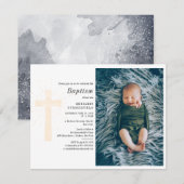Baby Foto Baptism Religieuze Ceremonie Aangepast Kaart (Voorkant / Achterkant)