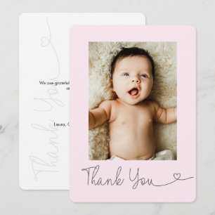 Baby Foto Bedankt Hart chic watermerk Roze