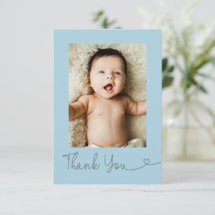 Baby Foto Bedankt Hart Modern Baby shower blauw