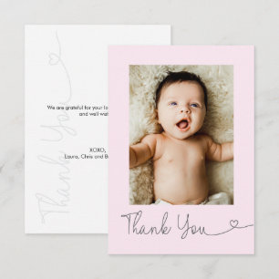 Baby Foto Bedankt Hart Modern Baby shower Roze