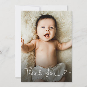 Baby Foto Bedankt Hart Script Baby shower