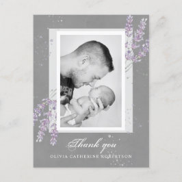 Baby Foto bedankt je lavender geboorteaankondiging Briefkaart