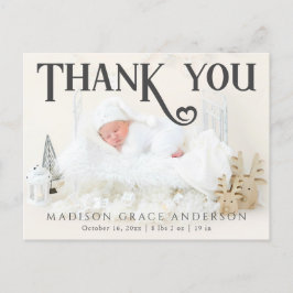 Baby Foto: Bedankt Modern Heart Birth Aankondigingskaart