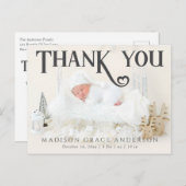 Baby Foto: Bedankt Modern Heart Birth Aankondigingskaart (Voorkant / Achterkant)