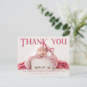 Baby Foto: Bedankt Modern Heart Birth Aankondigingskaart (Staand voorkant)
