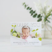 Baby Foto: Bedankt Modern Heart Birth Aankondigingskaart (Staand voorkant)