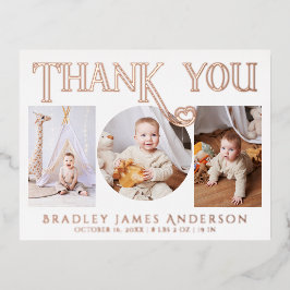 Baby Foto: Bedankt Modern Heart Birth Folie Uitnodiging Briefkaart