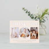 Baby Foto: Bedankt Modern Heart Birth Folie Uitnodiging Briefkaart (Staand Voorkant)