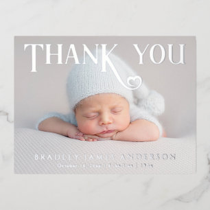Baby Foto: Bedankt Modern Heart Birth Folie Uitnodiging Briefkaart