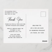 Baby Foto Bedankt Modern Script Geboorte Folie Uitnodiging Briefkaart (Achterkant)