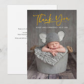 Baby Foto Bedankt Script Geboorte Aankondiging (Voorkant / Achterkant)