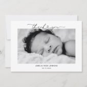 Baby Foto Bedankt Script Hart Geboorte Aankondiging (Voorkant)