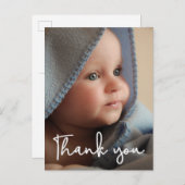 Baby Foto BEDANKT U geboorteaankondiging - vertica Aankondigingskaart (Voorkant / Achterkant)