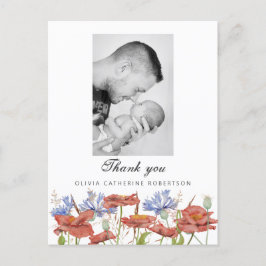 Baby Foto bedankt voor de aankondiging van de gebo Briefkaart