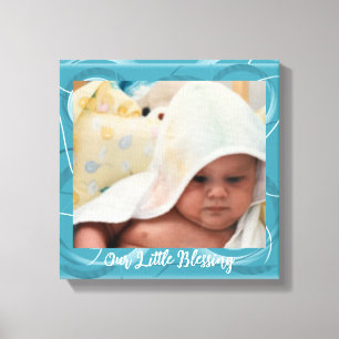 Baby Foto Blauwe Abstracte Lijst Canvasprint Canvas Afdruk