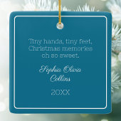 Baby Foto Blauwgroen Modern Christmas White Script Keramisch Ornament