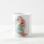 Baby Foto Bloemige Dank Je Geboorteaankondiging Koffiemok (Center)