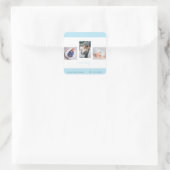 Baby Foto Blue Boy Script Birth Name Notice Vierkante Sticker (Tas)