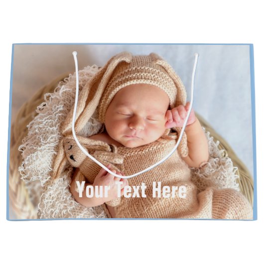 Baby Foto Blue Large Gift Bag Groot Cadeauzakje (Voorkant)