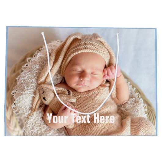 Baby Foto Blue Large Gift Bag Groot Cadeauzakje (Achterkant)