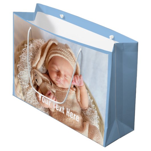 Baby Foto Blue Large Gift Bag Groot Cadeauzakje (Voorkant Gekanteld)
