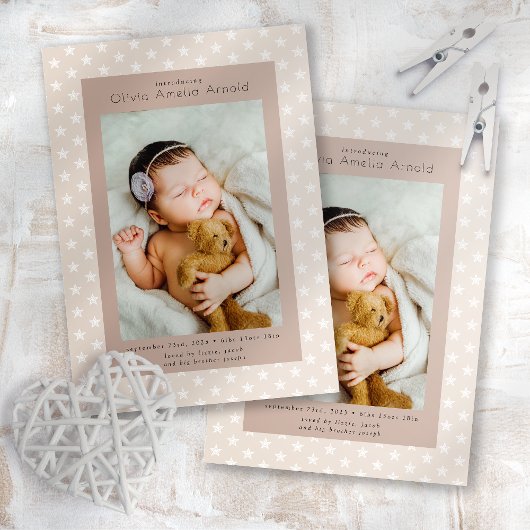 Baby Foto Boho Stars Birth Aankondiging
