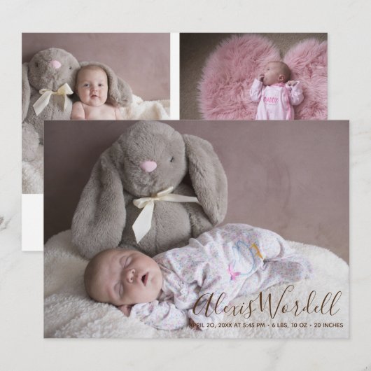 Baby Foto Collage Birth Announouncement Script Aankondiging (Voorkant / Achterkant)