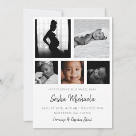 Baby Foto Collage Birth kondiging Kaart