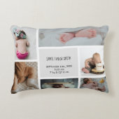 Baby Foto Collage Keepomwille Naam Geboortedatum Accent Kussen (Voorkant)