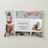Baby Foto Collage Keepomwille Naam Geboortedatum Accent Kussen (Achterkant)