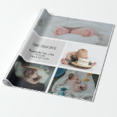 Baby Foto Collage Keepomwille Naam Geboortedatum Cadeaupapier (Uitgerold)