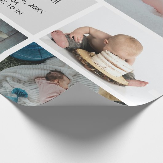 Baby Foto Collage Keepomwille Naam Geboortedatum Cadeaupapier (Hoek)