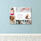 Baby Foto Collage Keepomwille Naam Geboortedatum Canvas Afdruk (Insitu (Houten vloer))
