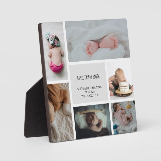 Baby Foto Collage Keepomwille Naam Geboortedatum Fotoplaat (Voorkant)