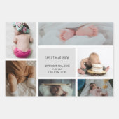 Baby Foto Collage Keepomwille Naam Geboortedatum Inpakpapier Vel (Voorkant 2)