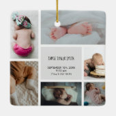 Baby Foto Collage Keepomwille Naam Geboortedatum Keramisch Ornament (Achterkant)