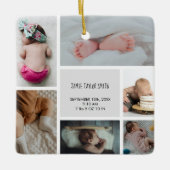 Baby Foto Collage Keepomwille Naam Geboortedatum Keramisch Ornament (Voorkant)