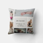 Baby Foto Collage Keepomwille Naam Geboortedatum Kussen (Achterkant)