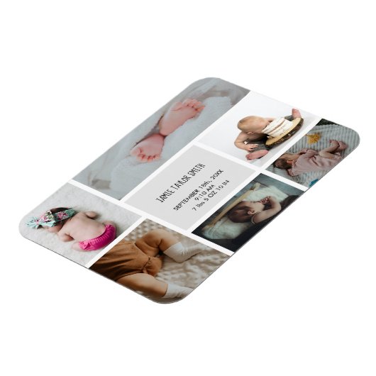 Baby Foto Collage Keepomwille Naam Geboortedatum Magneet (Linkerzijde)