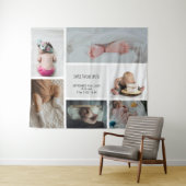 Baby Foto Collage Keepomwille Naam Geboortedatum Wandkleed (In Situ (horizontaal))