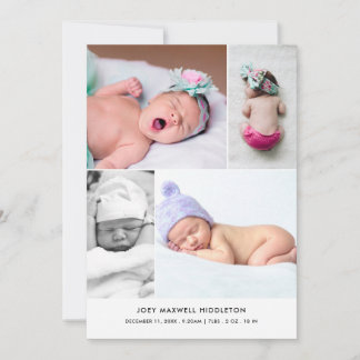 Baby Foto Collage Modern Birth Announounding Aankondiging