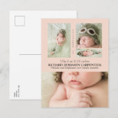 Baby Foto Collage Modern Birth Announounding Aankondigingskaart (Voorkant / Achterkant)