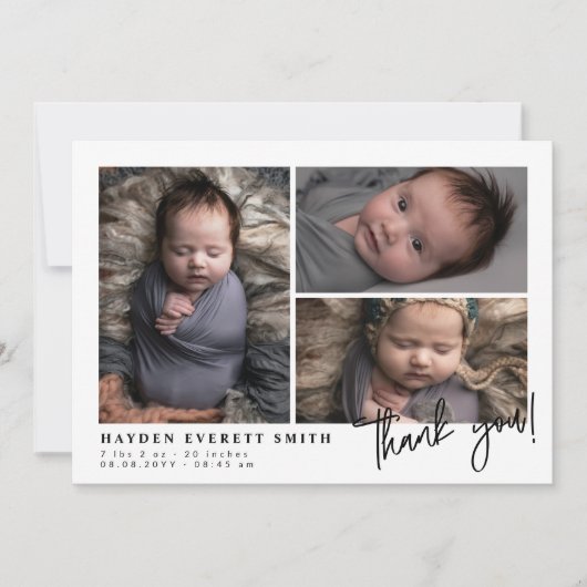 Baby Foto Collage New Baby Dank u Aankondiging (Voorkant)
