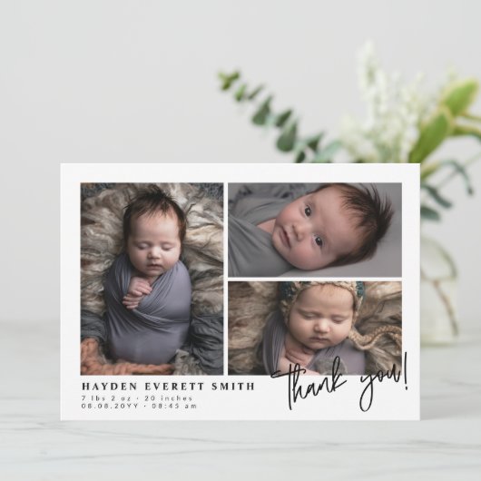 Baby Foto Collage New Baby Dank u Aankondiging (Staand voorkant)