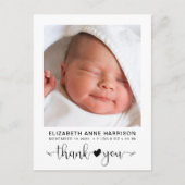 Baby Foto Dank je geboorte Aankondigingskaart (Voorkant)