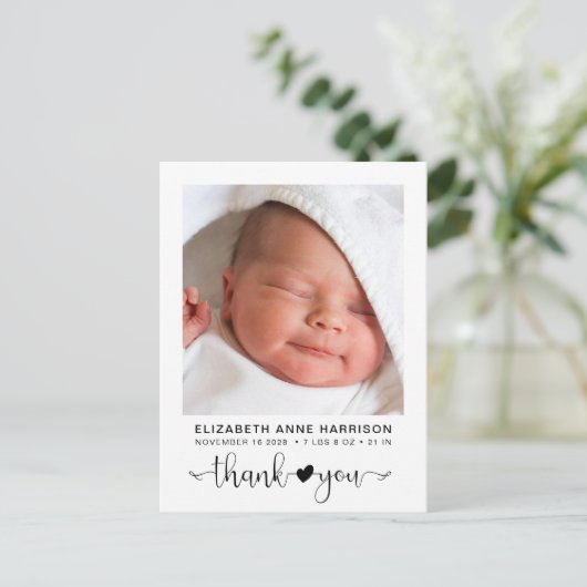 Baby Foto Dank je geboorte Aankondigingskaart (Staand voorkant)