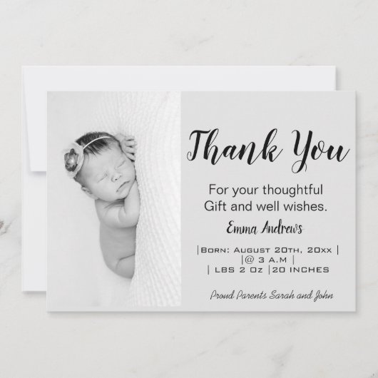 Baby Foto Dank je geboorteaankondiging Aankondiging (Voorkant)