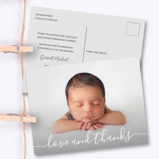 Baby Foto Dank je geboorteaankondiging Briefkaart